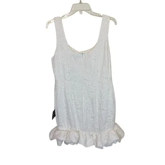 Lulu's Extravagant Poise White Textured Jacquard Bubble-Hem Mini Dress - Size XL - Picture 3 of 7